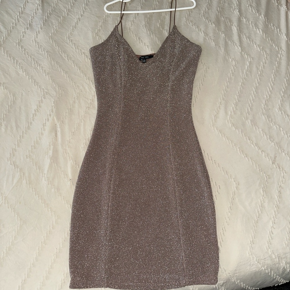 Love Tree Sparkling Silver Mini Dress